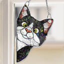 Funny,Cat Lovers,Pet Lovers - Funny Peeking Cat - Personalized Window Corner Suncatcher