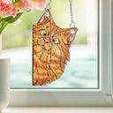 Funny,Cat Lovers,Pet Lovers - Funny Peeking Cat - Personalized Window Corner Suncatcher