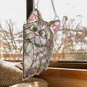 Funny,Cat Lovers,Pet Lovers - Funny Peeking Cat - Personalized Window Corner Suncatcher