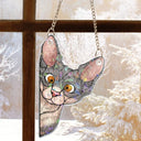 Funny,Cat Lovers,Pet Lovers - Funny Peeking Cat - Personalized Window Corner Suncatcher