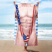 Humorous,Gift For Men,Beach,Gift For Yourself,Summer,Icon - Funny 3D Hairy Body Swimsuit - Personalized Beach Towel