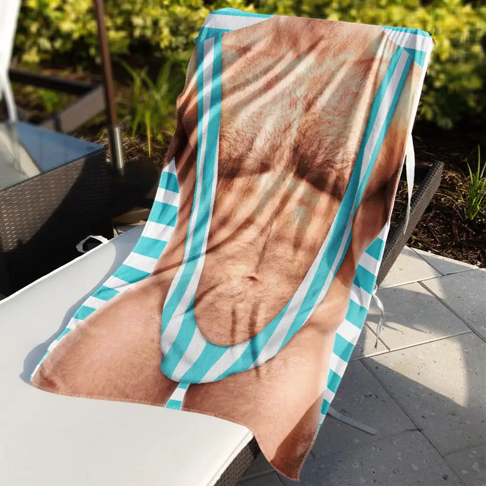 Humorous,Gift For Men,Beach,Gift For Yourself,Summer,Icon - Funny 3D Hairy Body Swimsuit - Personalized Beach Towel