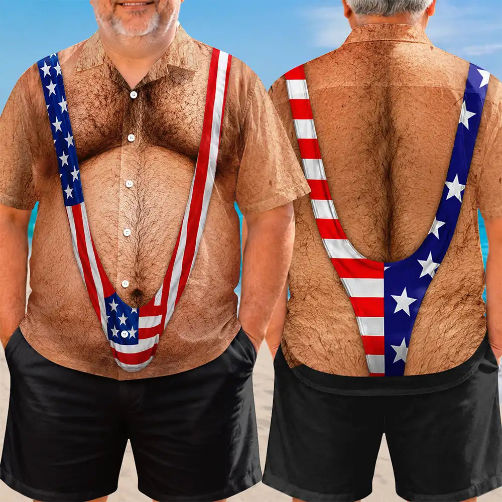 Beach, Summer, Gift For Men, Gift For Yourself, Humorous - Funny 3D Hairy Body Swimsuit - Personalized Hawaiian Shirt