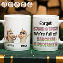 Gift For Bestie, Funny - Funny Bestie Unicorn We're Full Of Sarcasm & Profanity - Personalized White Edge-to-Edge Mug 