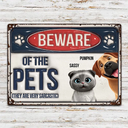 Pet Lovers,Pet Mom,Pet Dad,Funny - Funny Beware Of Dog Cat Friendly 3D Cartoon Pet - Personalized Classic Metal Signs