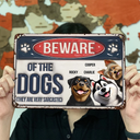 Pet Lovers,Pet Mom,Pet Dad,Funny - Funny Beware Of Dog Cat Friendly 3D Cartoon Pet - Personalized Classic Metal Signs