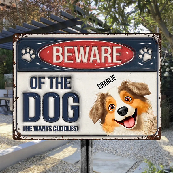 Funny Beware Of Dog Cat Friendly 3D Cartoon Pet - Personalized