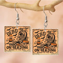 Funny,Reading,Gift For Yourself,Halloween - Funny Book Dead Set On Reading Skeleton Halloween - Personalized Acrylic Earrings