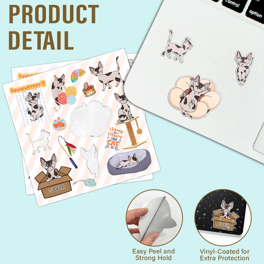 Pet Lovers - Funny Cat - Personalized Custom Vinyl Sticker Sheet