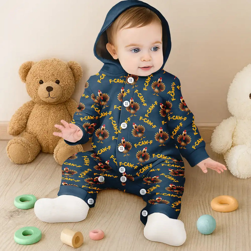 Gift For Yourself, Gift For Bestie, Gifts For Colleagues, Funny - Funny Chicken Bird F Caw F - Personalized Overall Onesie Hooded Jumpsuit