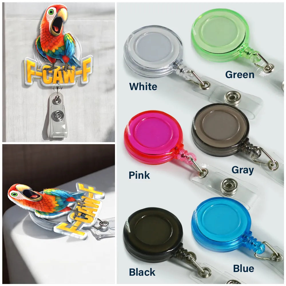 Nurse, Teacher, Funny, Gift For Yourself - Funny Chicken F-Caw-F - Personalized Badge Reel