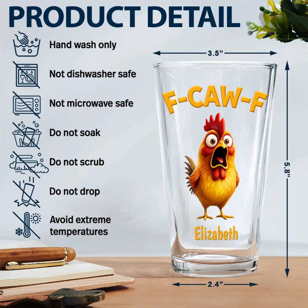 Gift For Yourself, Gifts For Colleagues, Funny - Funny Chicken F-Caw-F - Personalized Beer Glass