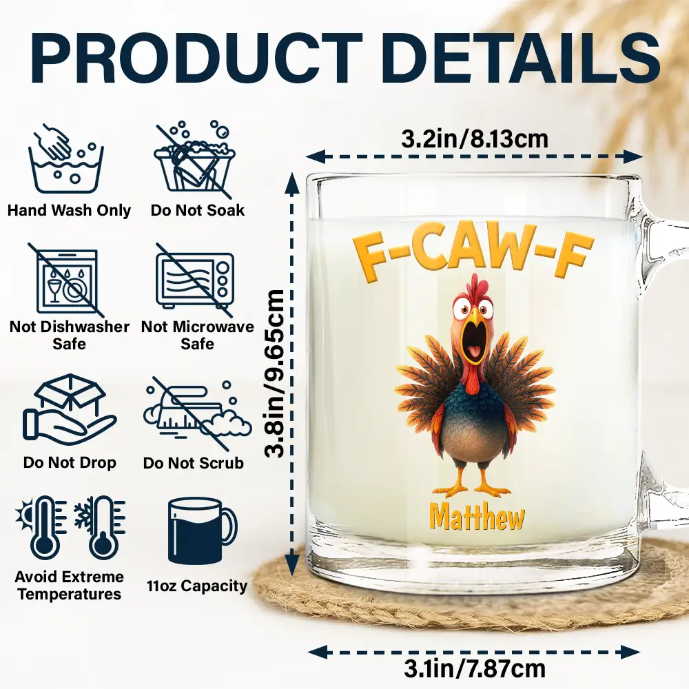 Gift For Yourself,Gifts For Colleagues,Funny - Funny Chicken F-Caw-F - Personalized Glass Mug