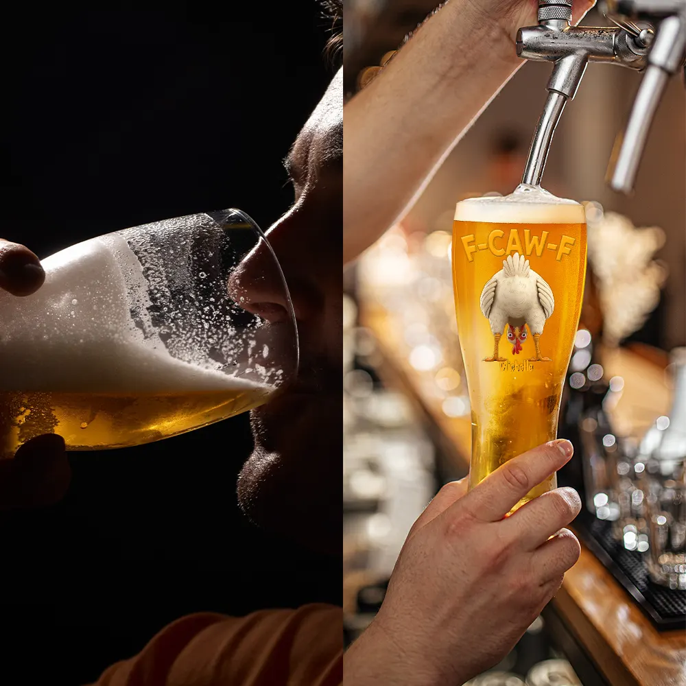 Gift For Yourself,Gifts For Colleagues,Funny - Funny Chicken F-Caw-F - Personalized Pilsner Glass