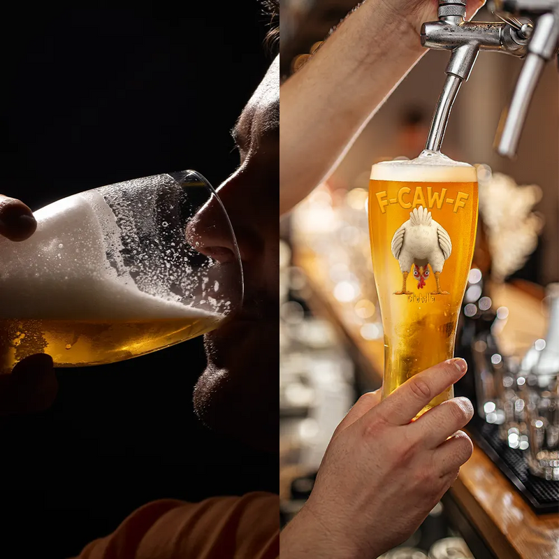 Gift For Yourself,Gifts For Colleagues,Funny - Funny Chicken F-Caw-F - Personalized Pilsner Glass