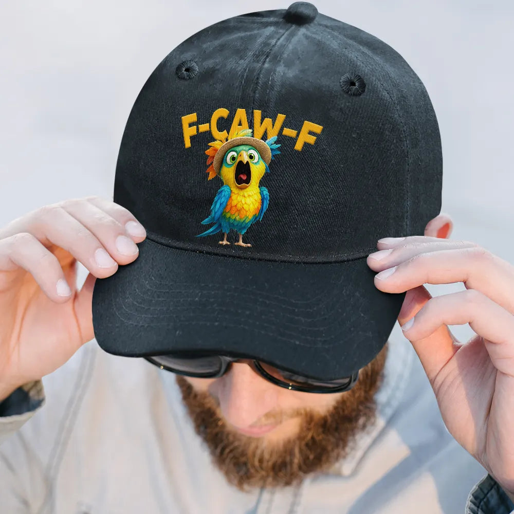 Funny,Gift For Yourself,Gifts For Colleagues,Gift For Bestie - Funny Chicken F-Caw-F - Personalized Vintage Washed Denim Cap