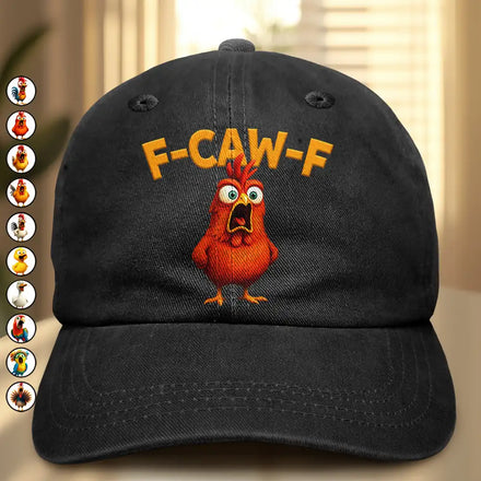 Funny Chicken F-Caw-F - Personalized Vintage Washed Denim Cap