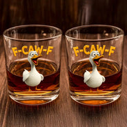 Funny,Gift For Yourself,Gifts For Colleagues,Gift For Bestie - Funny Chicken F-Caw-F - Personalized Whiskey Glass