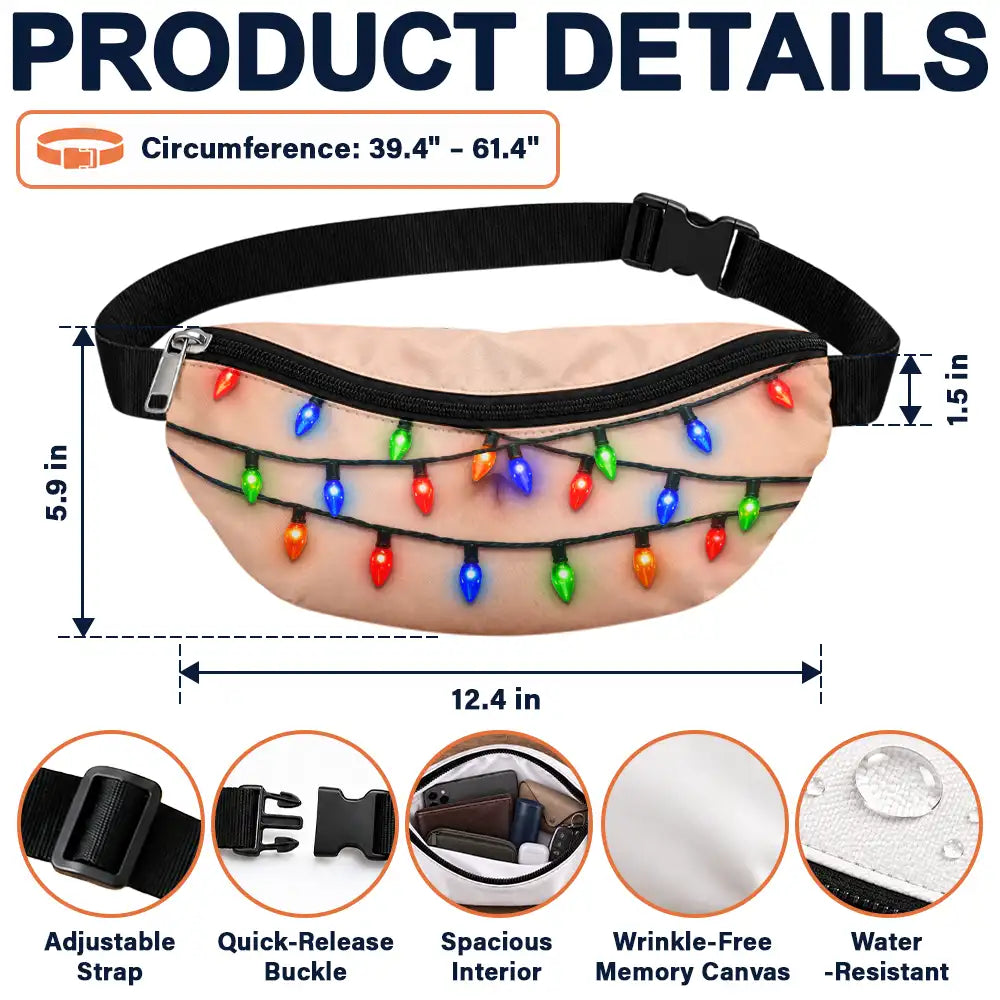 Christmas,Gift For Couples,Gift For Him,Gift For Husband,Sarcastic,Vector - Funny Christmas Dad Bod For Husband, Travel Gag Gift - Personalized 3D Realistic Hairy Beer Belly Fanny Pack