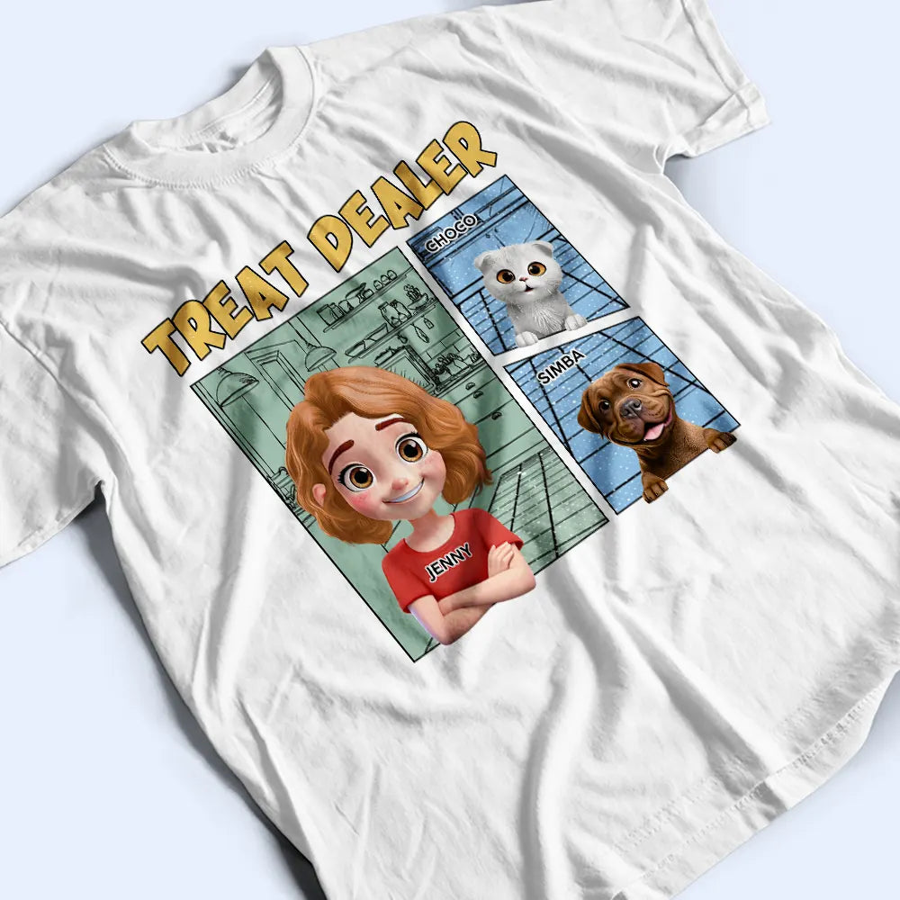 Pet Lovers,Pet Mom,Pet Dad - Funny Comic Pet Lover Treat Dealer Cute Dog Cat - Personalized T Shirt