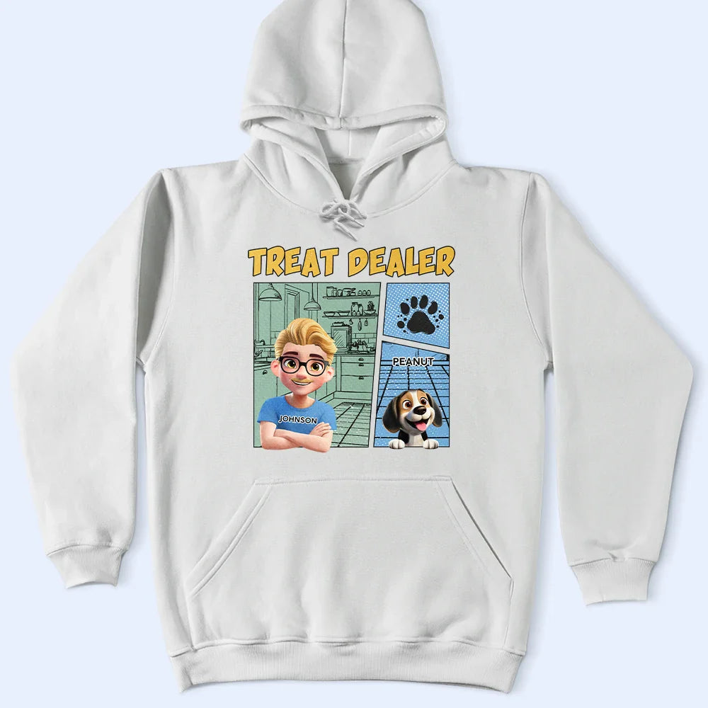 Pet Lovers,Pet Mom,Pet Dad - Funny Comic Pet Lover Treat Dealer Cute Dog Cat - Personalized T Shirt