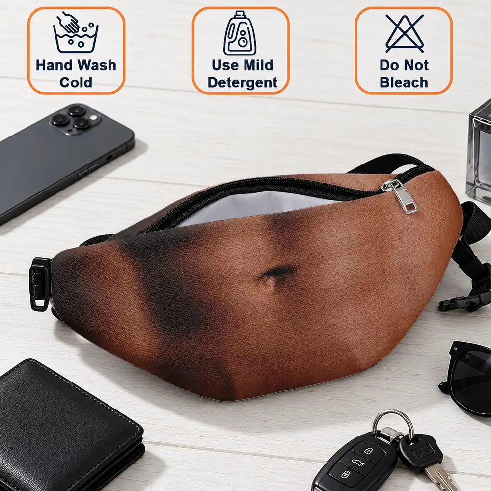 Christmas,Gift For Couples,Gift For Him,Gift For Husband,Sarcastic,Vector - Funny Dad Bod For Husband, Travel Gag Gift - Personalized 3D Realistic Hairy Beer Belly Fanny Pack