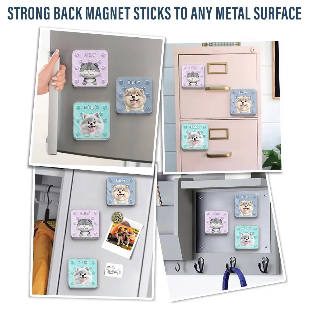 Pet Lovers,Pet Mom,Pet Dad,Pet Couple,Dog Lovers,Dog Mom,Dog Dad,Dog Couple,Cat Lovers,Cat Mom,Cat Dad,Cat Couple - Funny Dog Cat With Paw Pattern - Personalized Acrylic Fridge Magnet