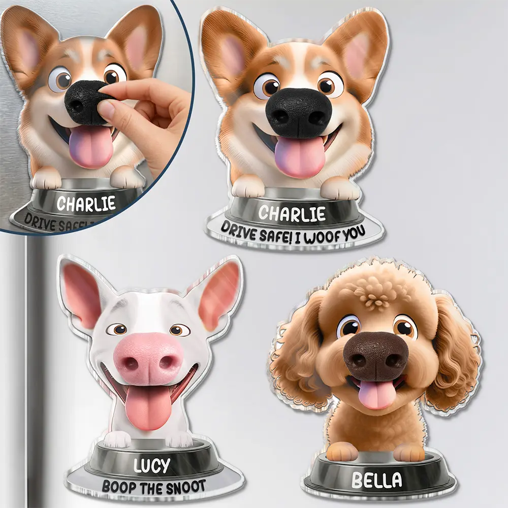 Funny Dog Half Body - Personalized Squishy Acrylic Fridge Magnet