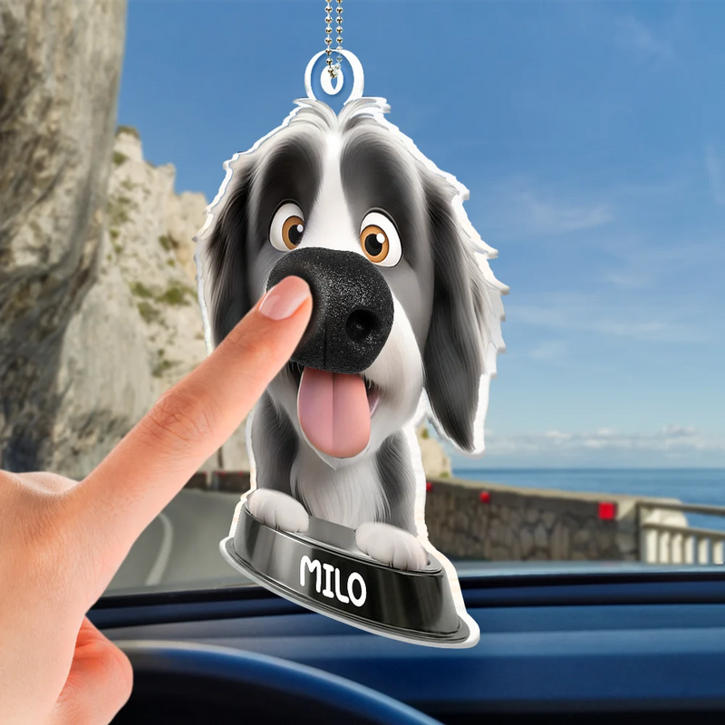 Humorous,Dog Lovers,Pet Lovers,Vector - Funny Dog Nose Drive Safe I Woof You - Personalized Squishy Acrylic Car Hanger