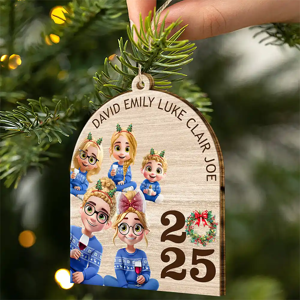 Love,Family - Funny Family - Personalized Custom Shaped Wooden Ornament