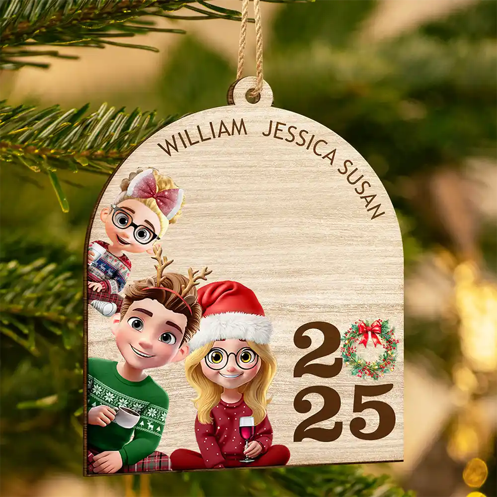 Love,Family - Funny Family - Personalized Custom Shaped Wooden Ornament