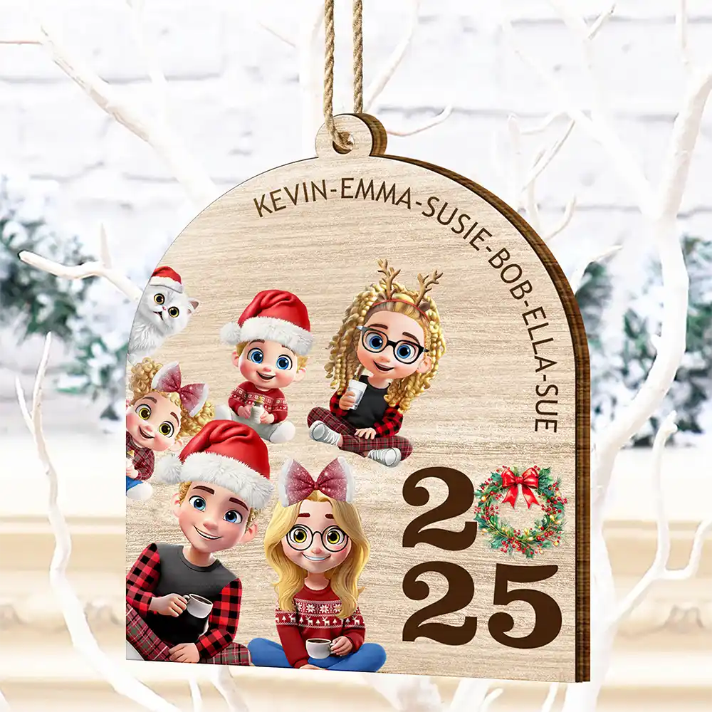 Love,Family - Funny Family - Personalized Custom Shaped Wooden Ornament