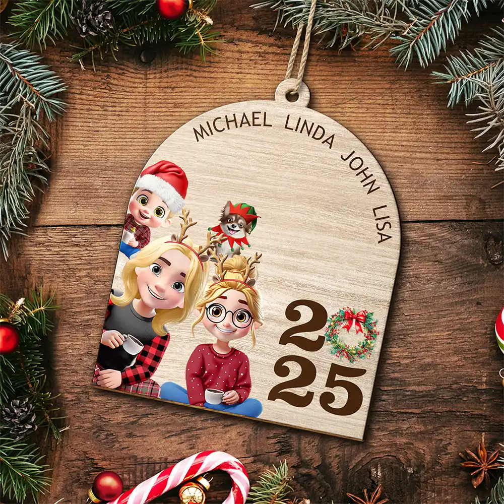 Love,Family - Funny Family - Personalized Custom Shaped Wooden Ornament