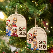 Love,Family - Funny Family - Personalized Custom Shaped Wooden Ornament