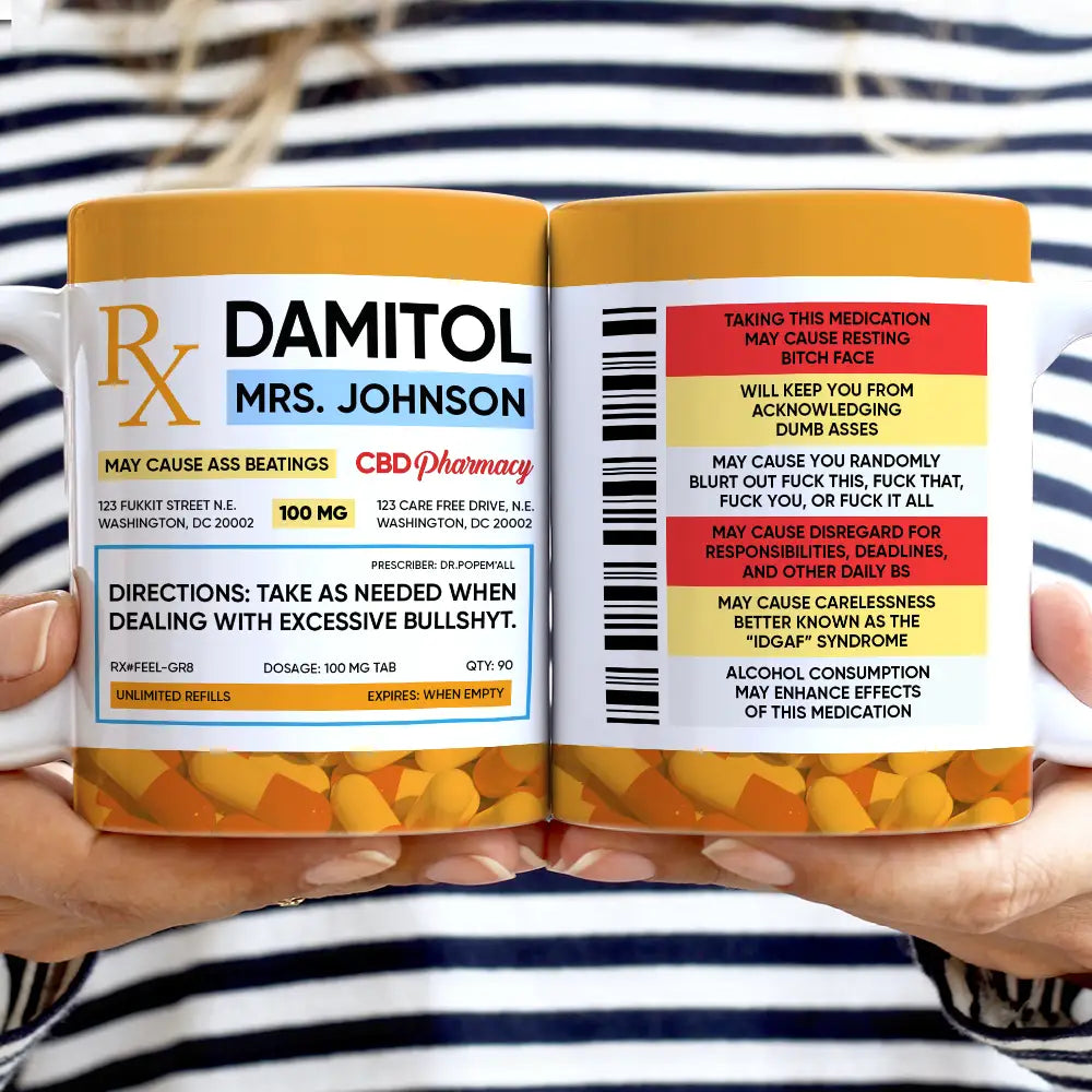 Gift For Women, Gift For Men, Gifts For Colleagues, Funny, Top Market - Funny Fukitol Rx Prescription - Personalized White Edge-to-Edge Mug