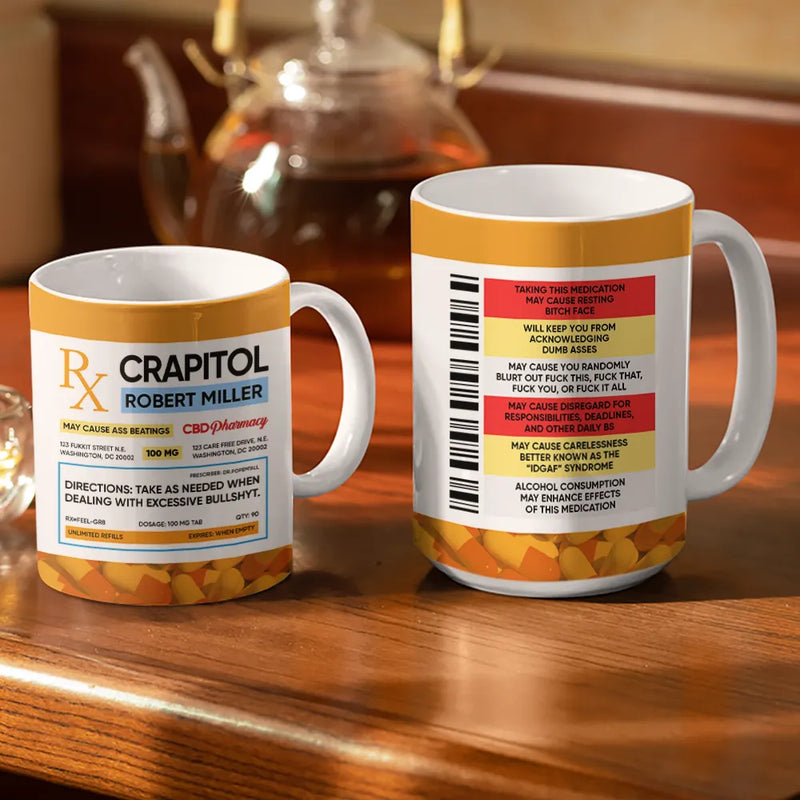 Gift For Women, Gift For Men, Gifts For Colleagues, Funny, Top Market - Funny Fukitol Rx Prescription - Personalized White Edge-to-Edge Mug