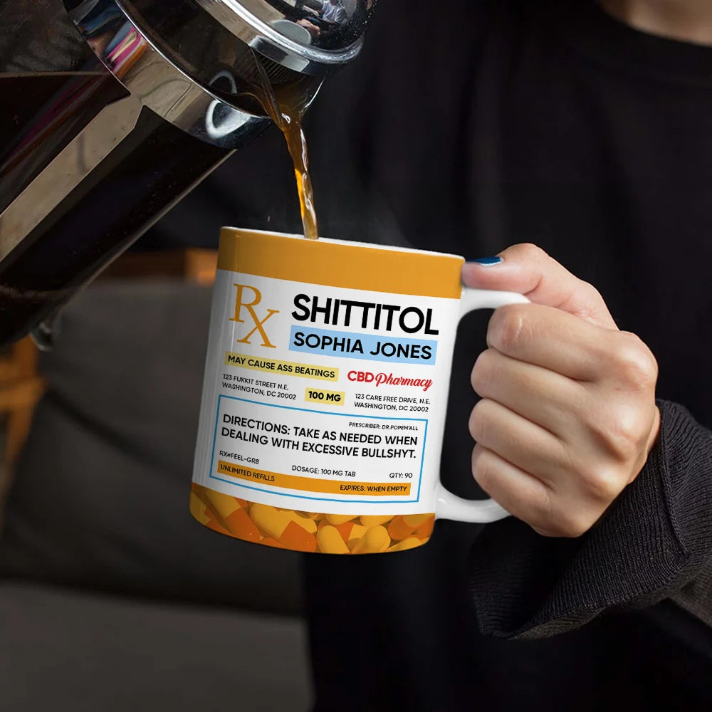 Gift For Women, Gift For Men, Gifts For Colleagues, Funny, Top Market - Funny Fukitol Rx Prescription - Personalized White Edge-to-Edge Mug