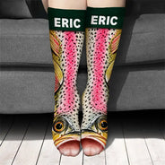 Fishing,Gift For Men,Gift For Yourself,Gifts For Him,Humorous,Icon - Funny Gag Gift For Fisherman Husband Son - Personalized Fish Illusion Socks