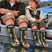 Fishing,Gift For Men,Gift For Yourself,Gifts For Him,Humorous,Icon - Funny Gag Gift For Fisherman Husband Son - Personalized Fish Illusion Socks
