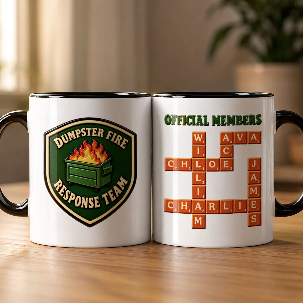 Christmas,Crossword,Gift For Colleagues,Humorous,Top Market - Funny Gift For Coworker - Personalized Crossword Dumpster Fire Response Team Mug
