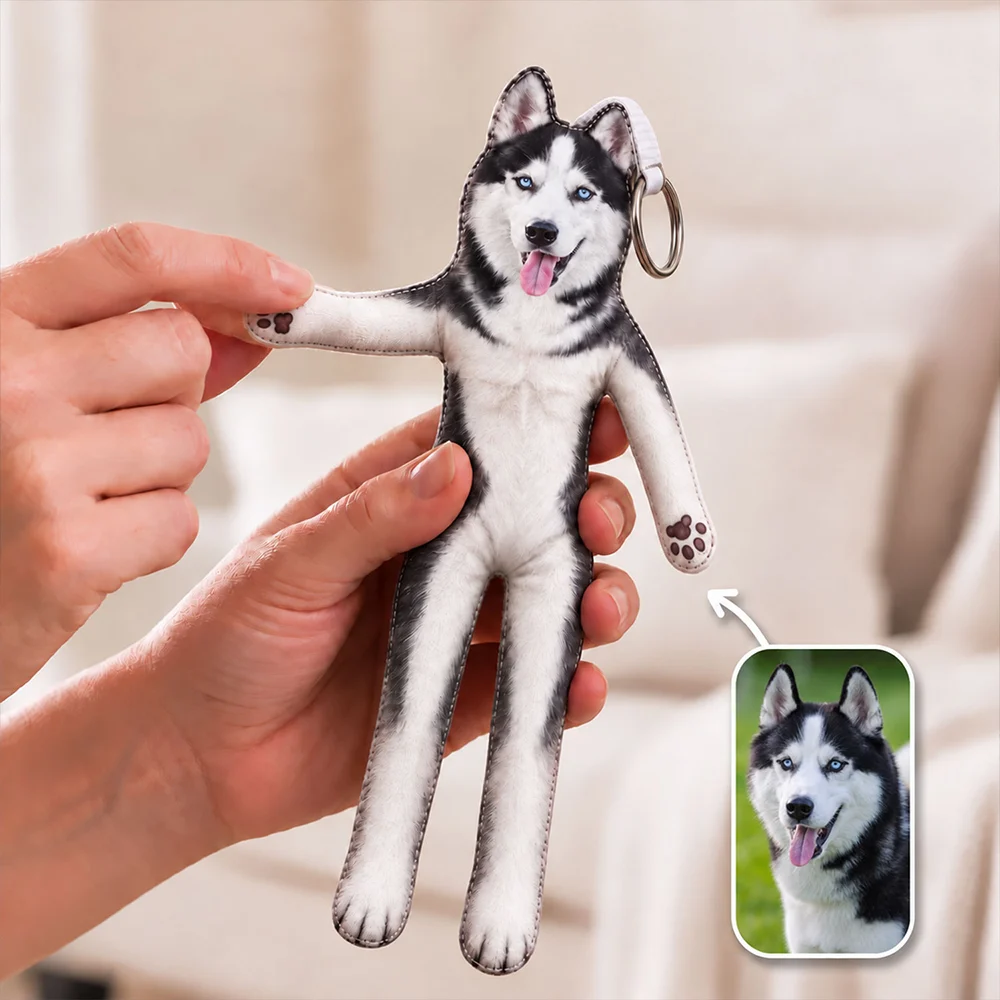Art Design, Christmas, Custom Photo, Humorous, Pet Lovers, Photo - Poseable Body Doll - Funny Gift For Dog Mom, Dad, Cat Lover - Personalized Custom Photo Pet Squishy Toy Poseable Plush Doll Keychain