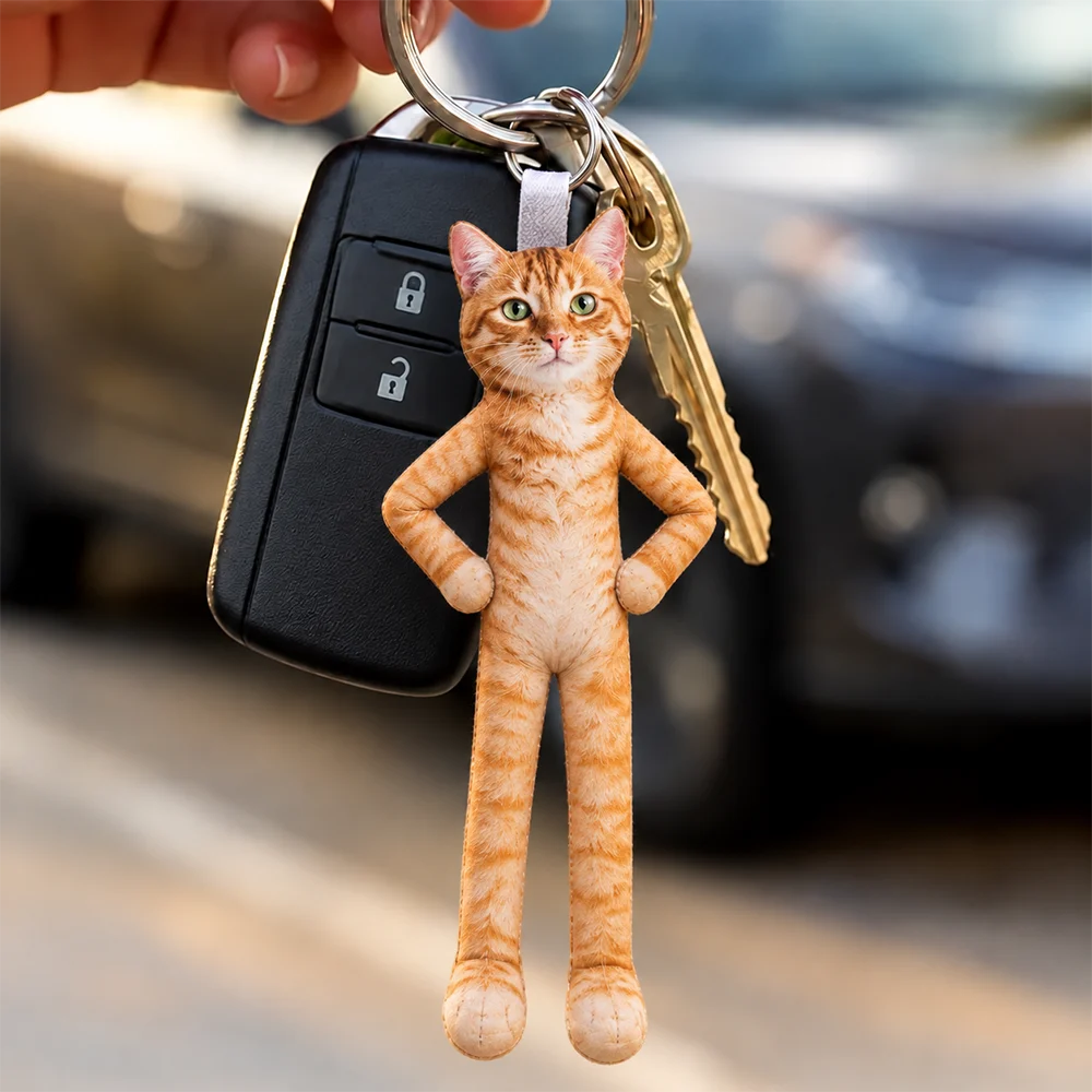Art Design, Christmas, Custom Photo, Humorous, Pet Lovers, Photo - Poseable Body Doll - Funny Gift For Dog Mom, Dad, Cat Lover - Personalized Custom Photo Pet Squishy Toy Poseable Plush Doll Keychain
