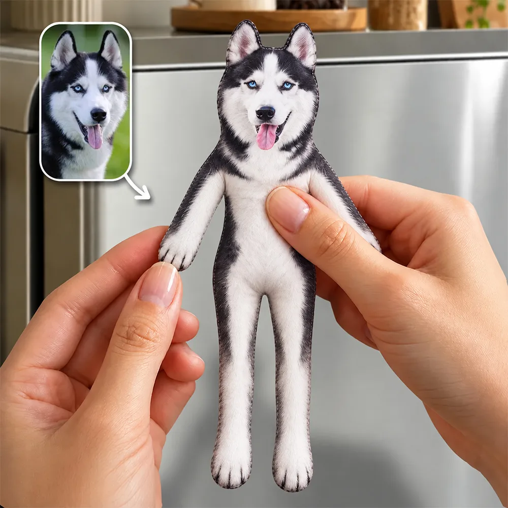 Art Design,Christmas,Custom Photo,Humorous,Pet Lovers,Photo - Poseable Body Doll  - Funny Gift For Dog Mom, Dad, Cat Lover - Personalized Custom Photo Pet Squishy Toy Poseable Plush Doll Magnet