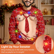 Christmas,Gift For Men,Gift For Yourself,Gifts For Him,Humorous,Icon - Christmas Gift For Husband Dad Grandpa - Personalized Funny Hairy Belly Abs Body Unisex Ugly Sweater