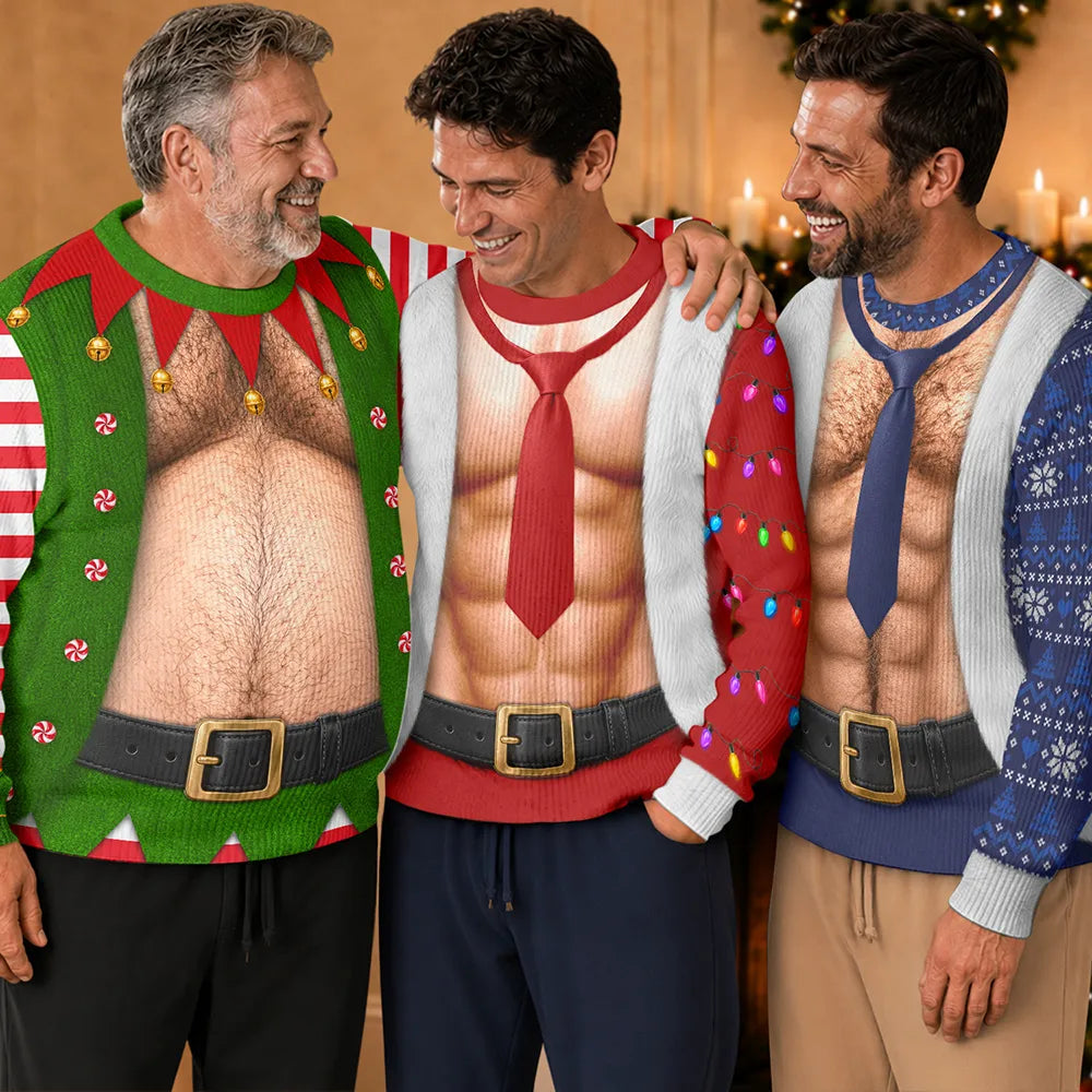 Funny Hairy Muscle Body Christmas Gift For Husband - Personalized Unisex Ugly Sweater