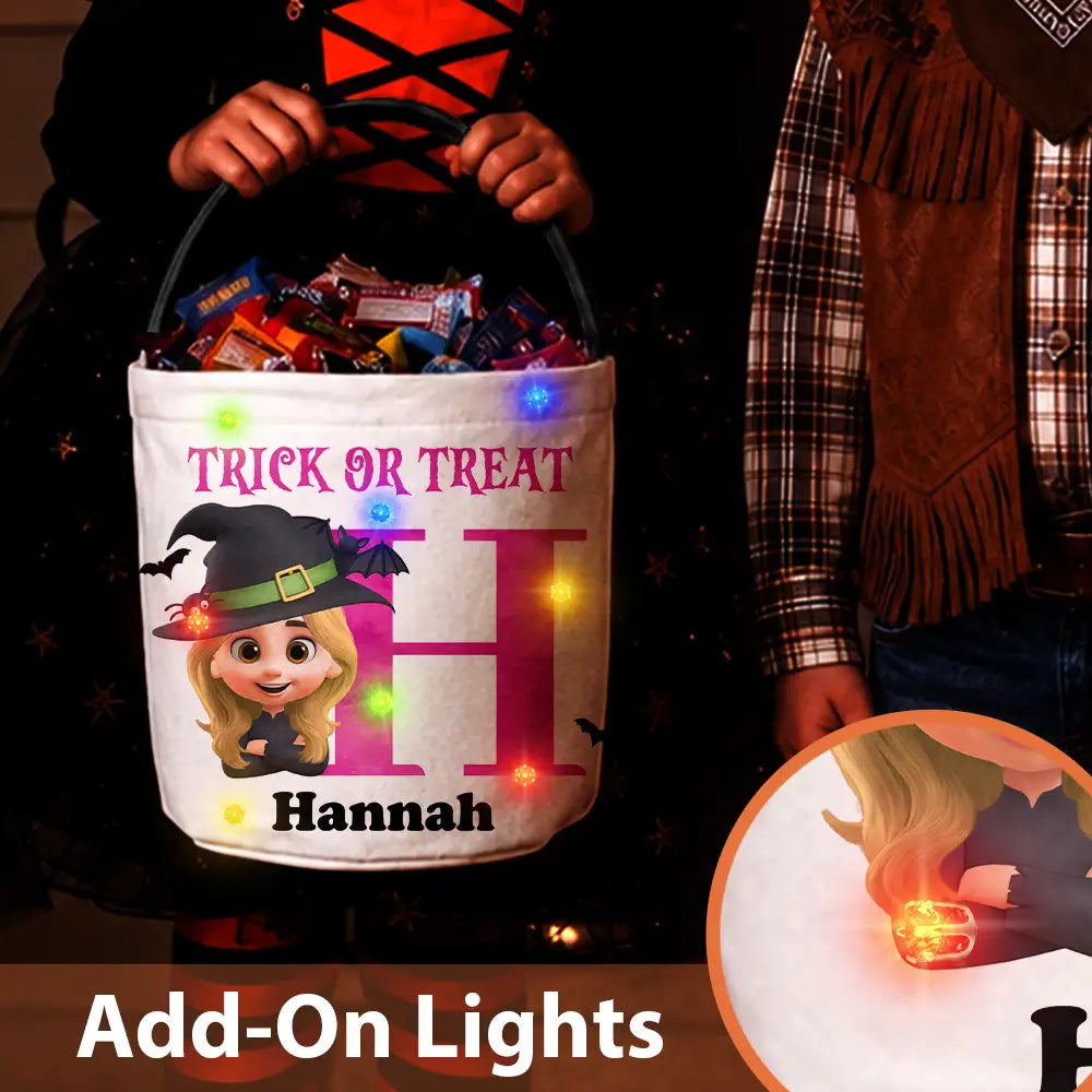 Adorable,Halloween,Gift For Kids,Vector - Funny Kid Costume Portrait With Name - Personalized Trick Or Treat Bag