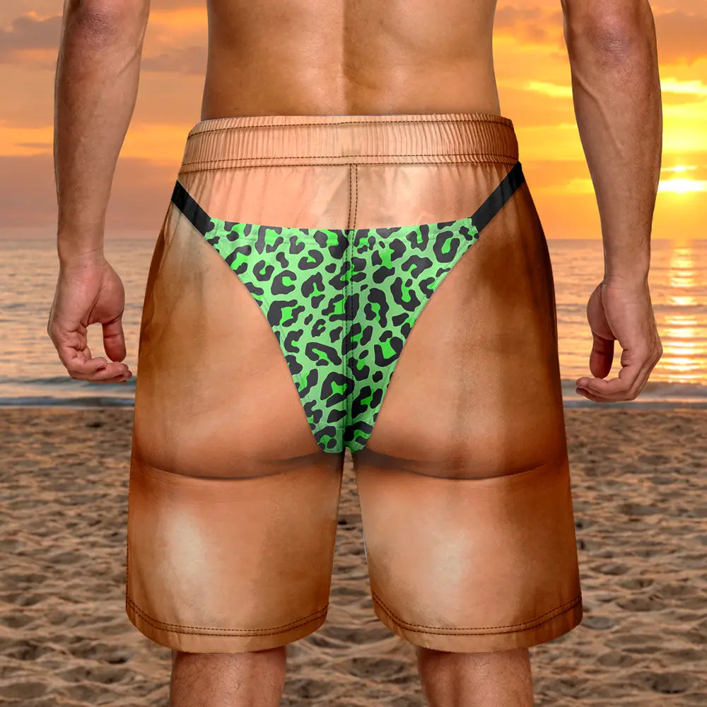 Gift For Bestie,Humorous,Beach,Summer,Icon - Funny Men Swim Trunks Leopard - Personalized Unisex Beach Shorts