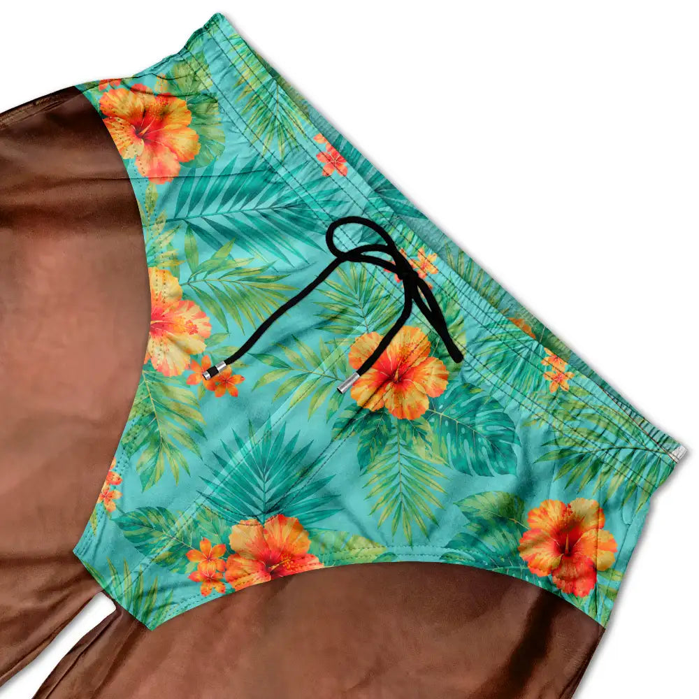 Gift For Bestie,Humorous,Beach,Summer,Icon - Funny Men Swim Trunks Tropical Pattern - Personalized Unisex Beach Shorts