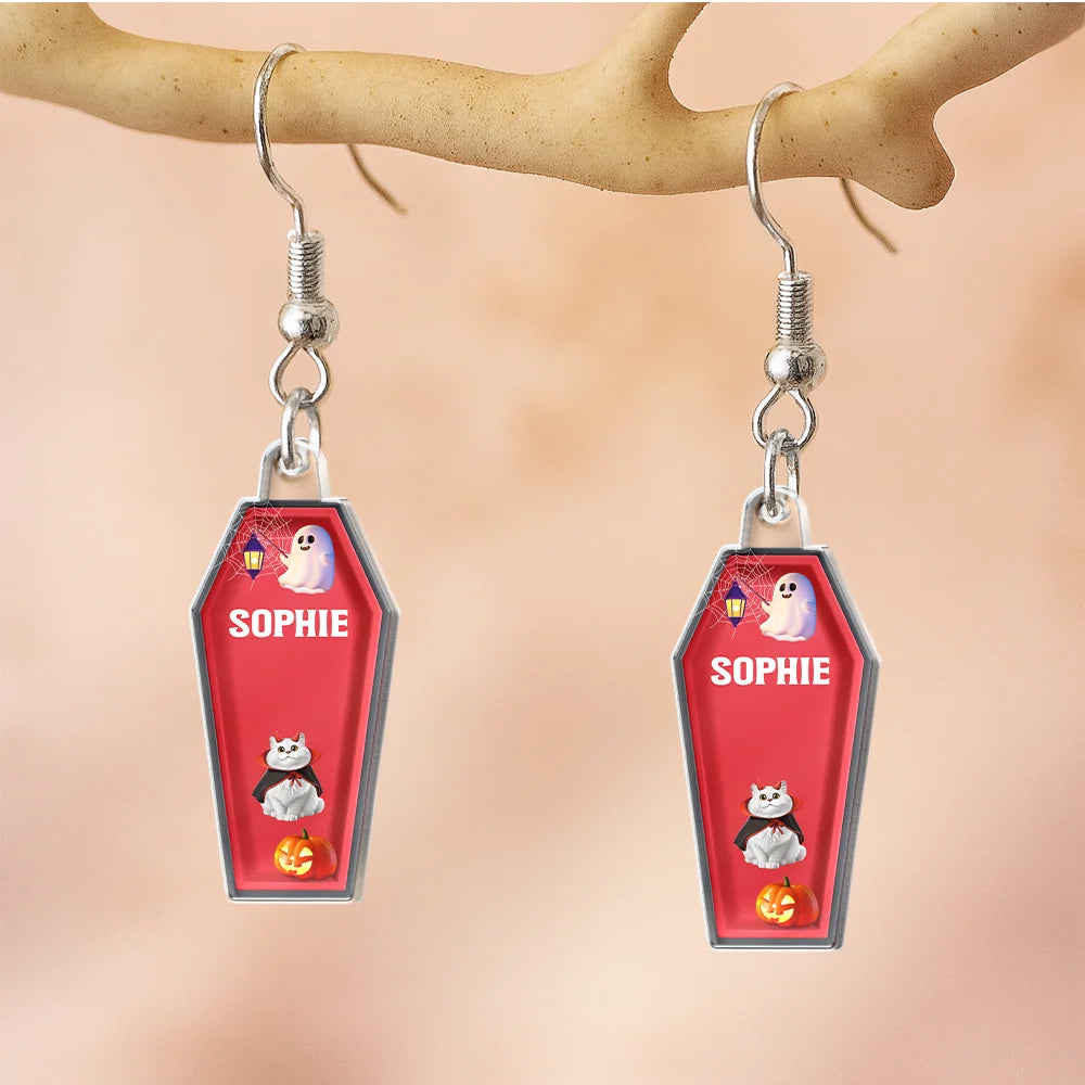 Funny, Halloween, Gift For Yourself  Funny Pet Halloween Costume - Personalized Acrylic Earrings
