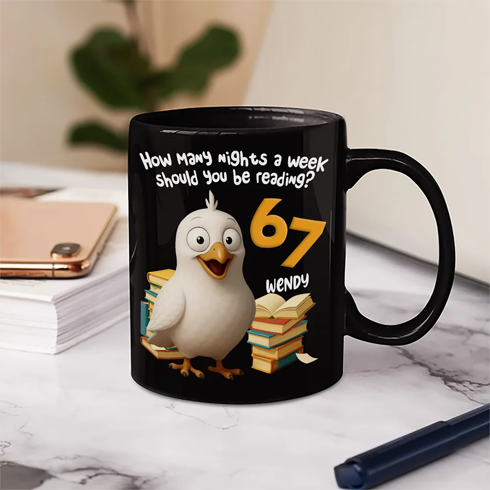 Gift For Kids, Gift For Yourself, Reading, Funny - Funny Pigeon How Many Nights A Week Should You Be Reading - Personalized Mug